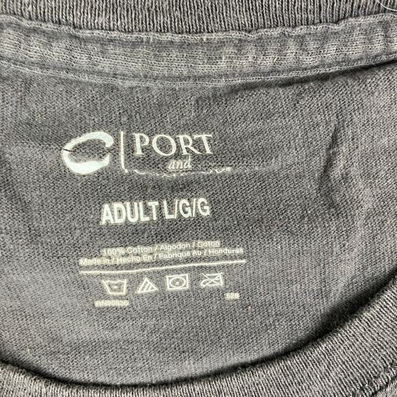 Port & Company T-Shirt Mens Size L Gray Hurley Bar Grill Beer Graphic Crewneck - Picture 3 of 8